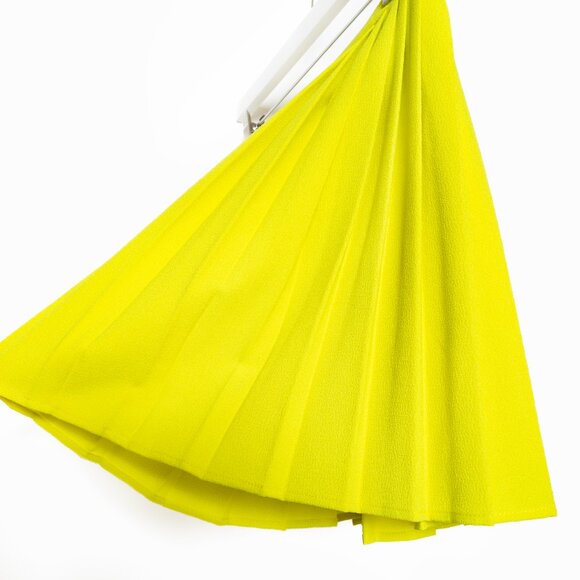American Apparel Lime Neon Yellow Green Crepe Pleated Mini Skirt - Medium - Picture 5 of 9